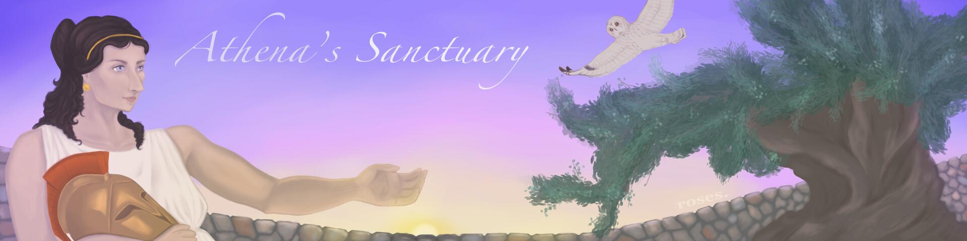 Discovery splash banner for Athena's Sanctuary Discord server