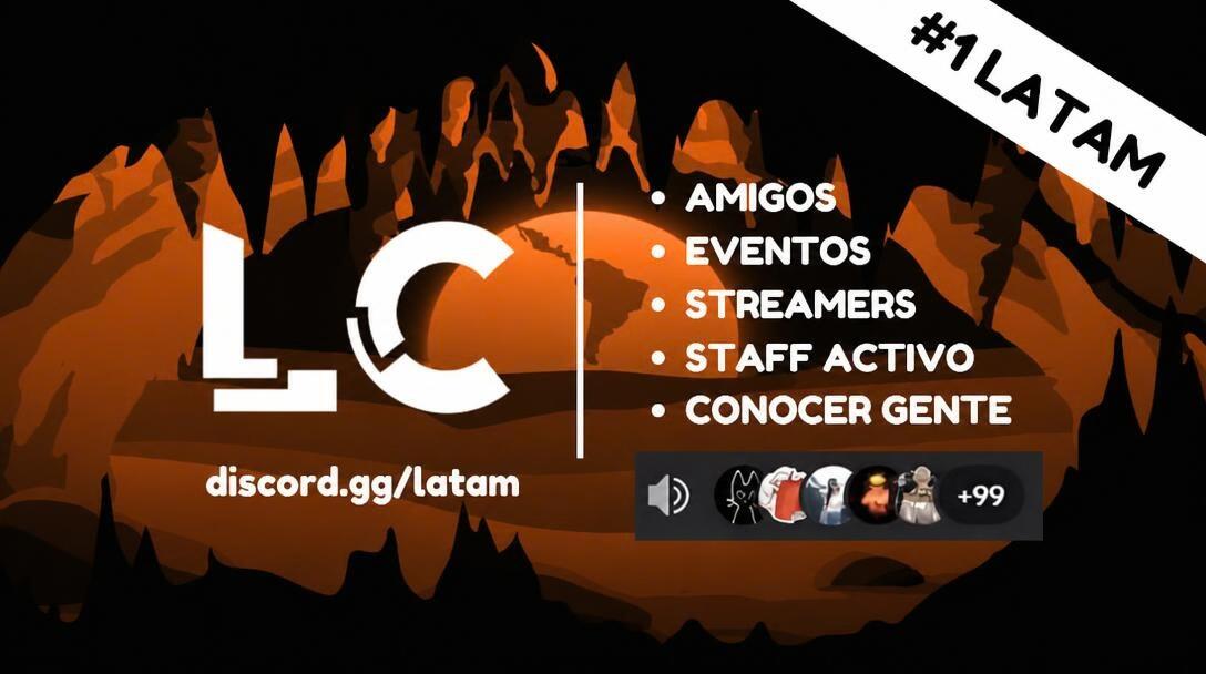 Discovery splash banner for LA CUEVA LATAM | VC Argentina • Mexico • Colombia • Peru • Chile • Social • Chil • Español • España Discord server