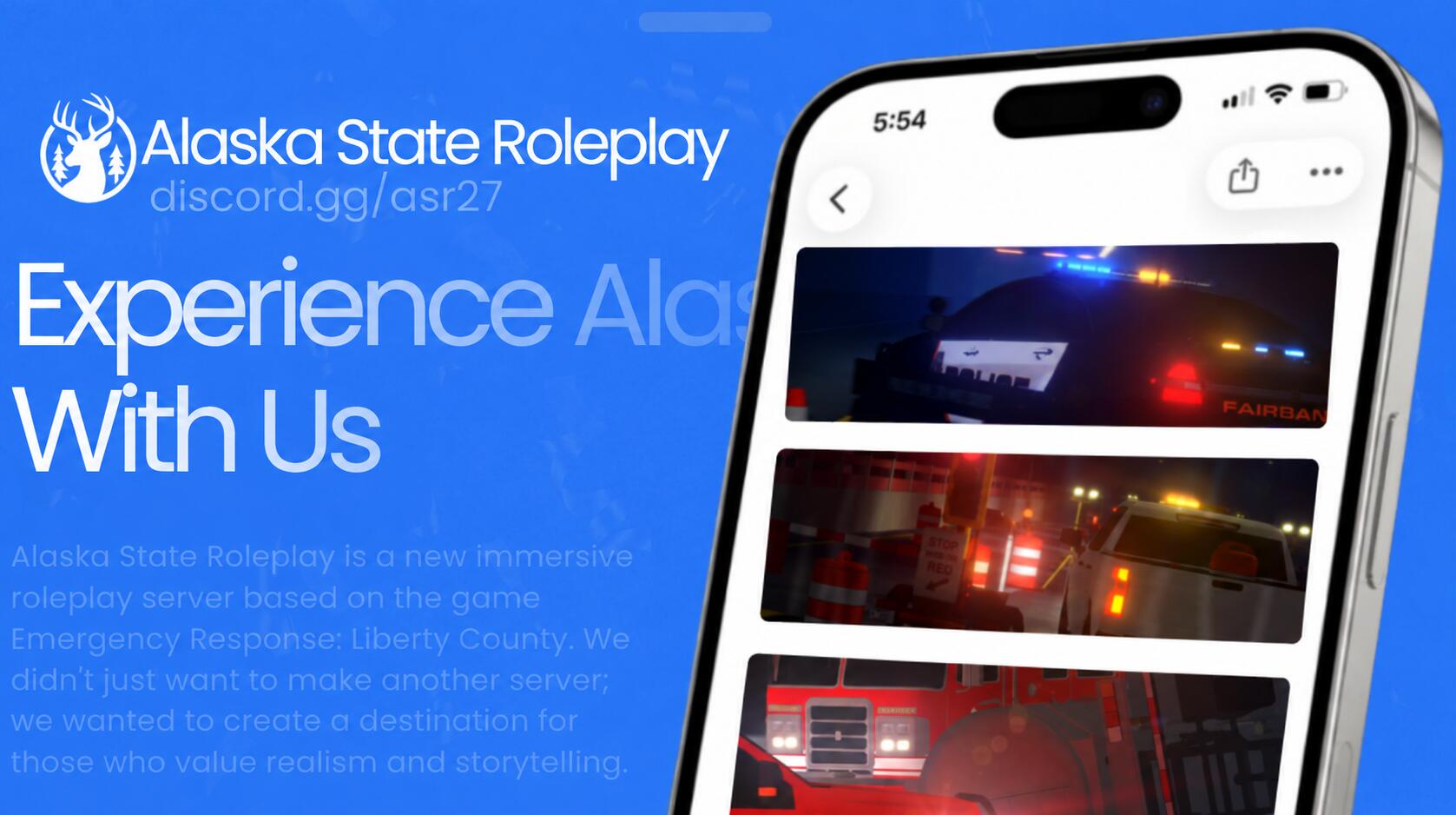 Discovery splash banner for 🌲Alaska State Roleplay | VC Only Discord server