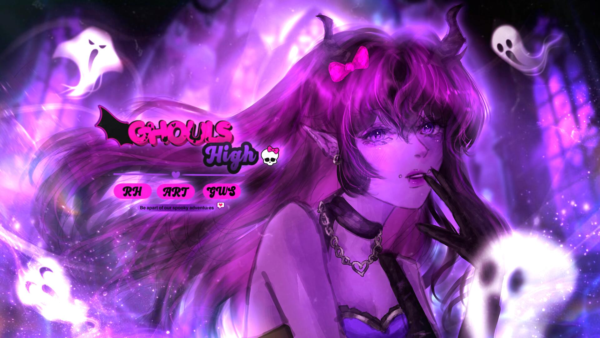 Discovery splash banner for ♛ URGENT HIRING | Ghouls High 🔮 .𖥔 ݁ ˖ RH . ART . GWS Discord server