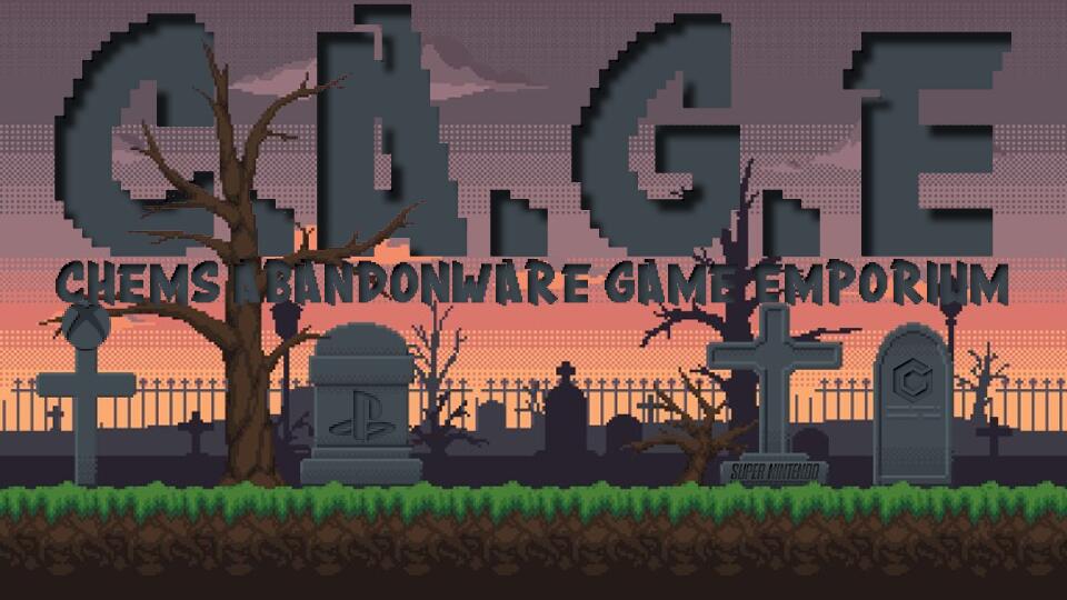Discovery splash banner for Chem's Abandonware Game Emporium Discord server