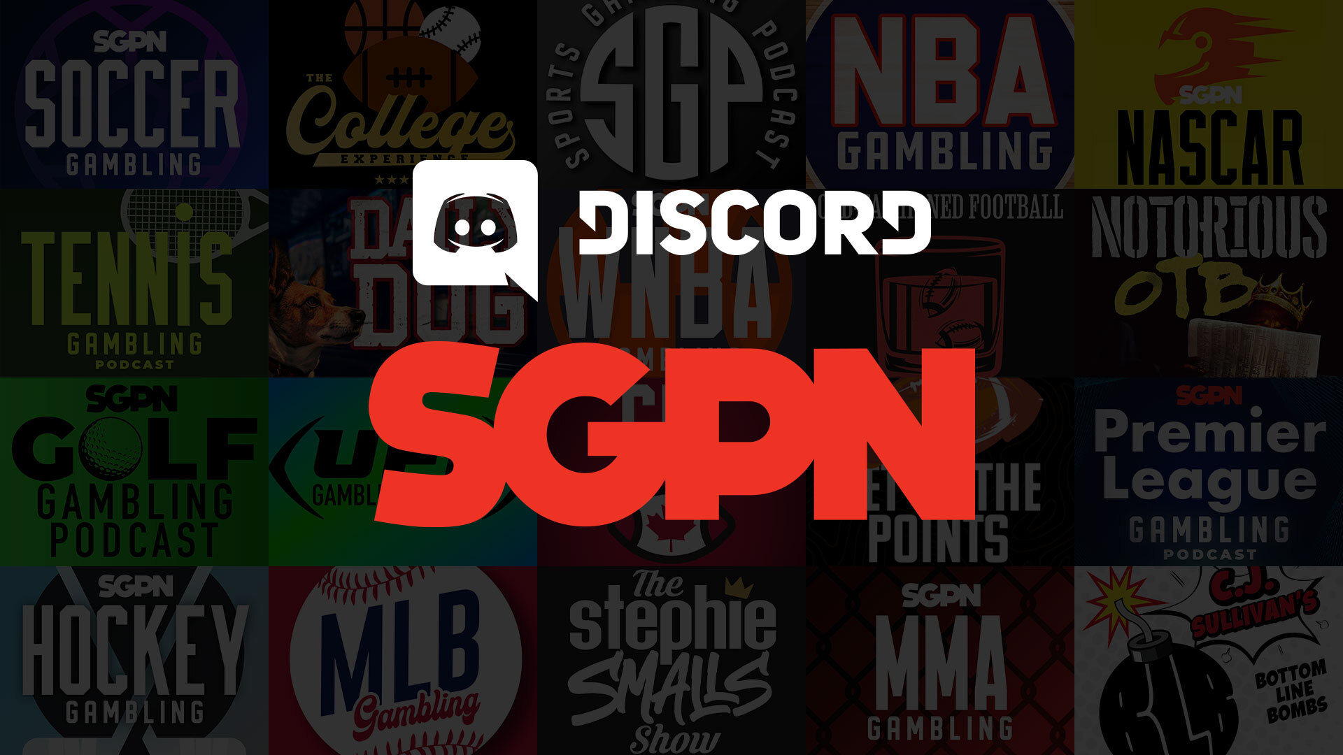 Discovery splash banner for SGPN: Sports Gambling Podcast Network Discord server